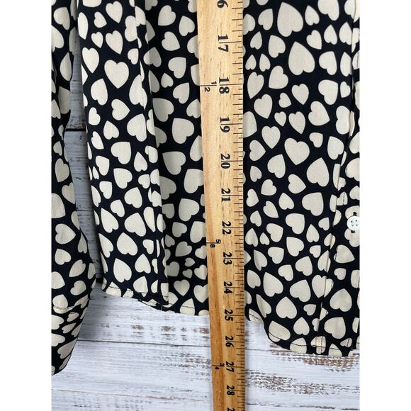 J Crew Silk Blend Button Down Boy Shirt Heart Throb Black White size 6 or 8 - Picture 7 of 10